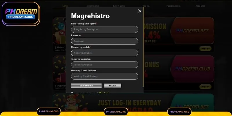 Gabay sa Paglikha ng Account sa PHDream